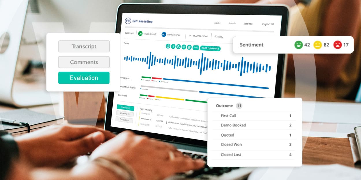 V12 Call Recording intuitive interface on laptop